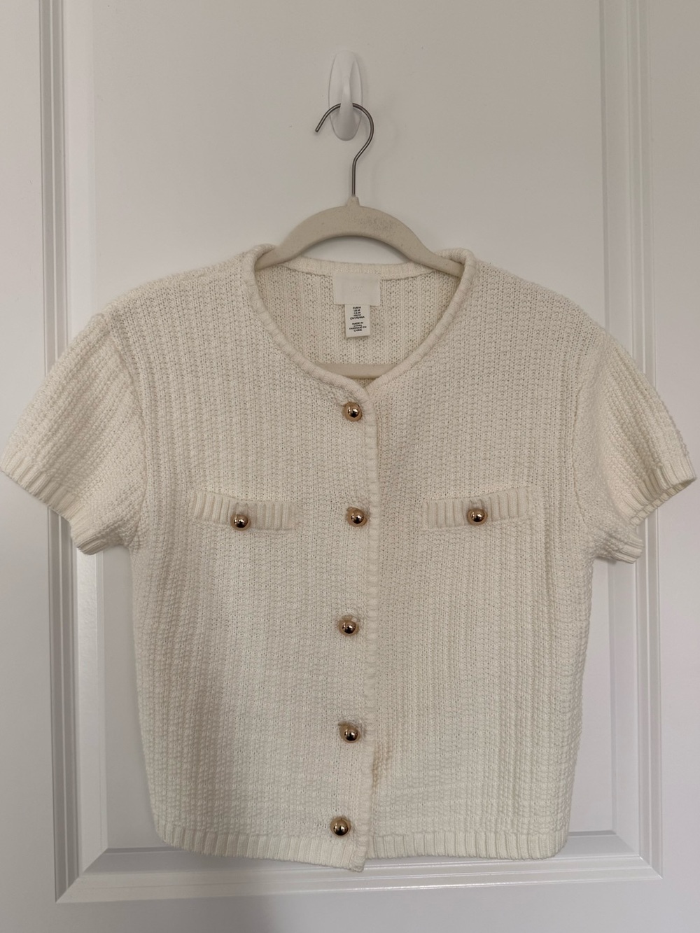 H&M Structured-Knit Short-Sleeve Cardigan